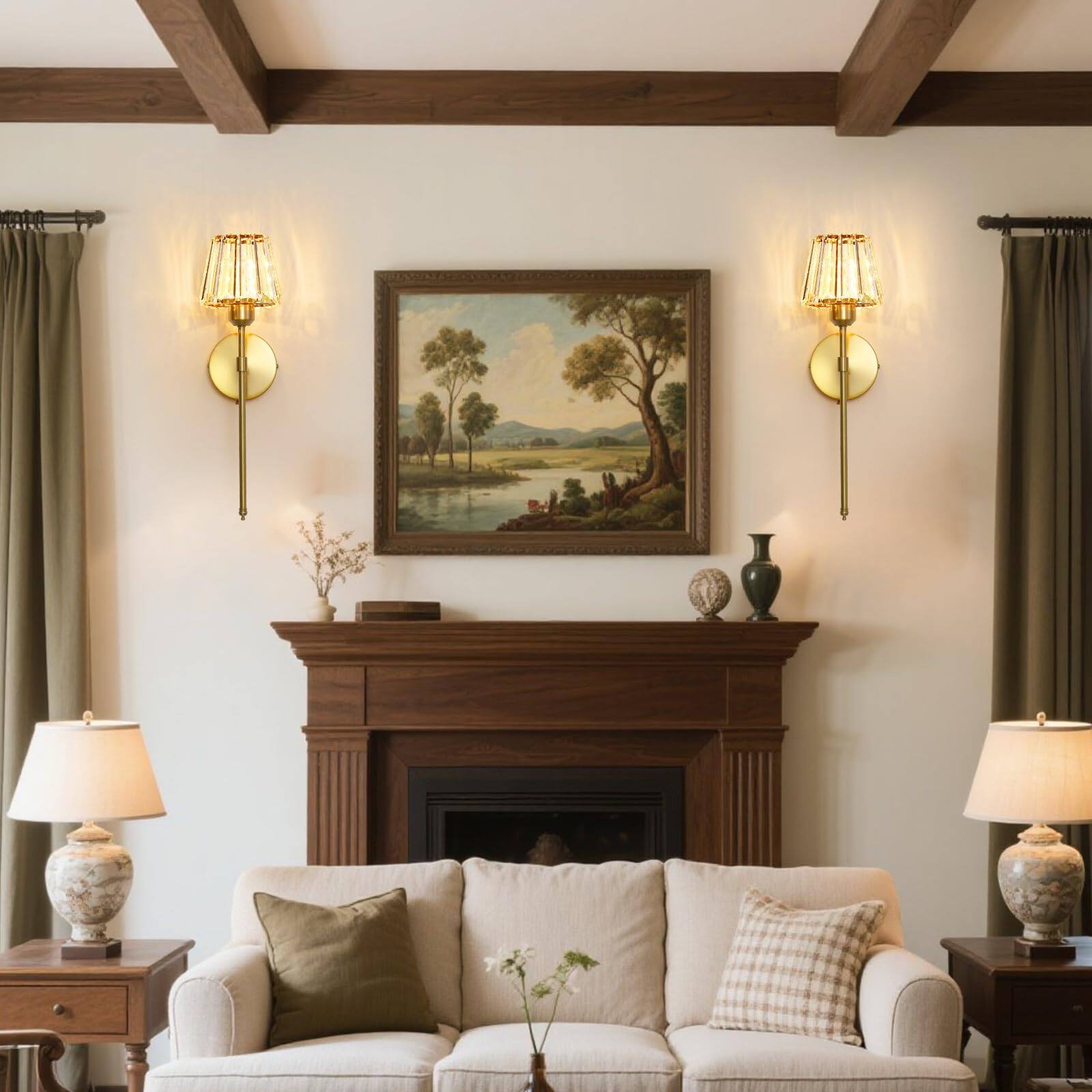 Alt View 6. HM 1810 - Operated Crystal Wall Sconce Set Of Rechargeable Wireless Sconces With Remote Dimmable Colors Modes Led Lig - Gold.