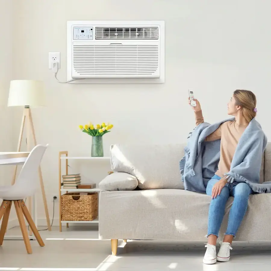 Alt View 15. Keystone - Energy Star 12,000 BTU 230V Through-the-Wall Air Conditioner with Follow Me LCD Remote Control - White.
