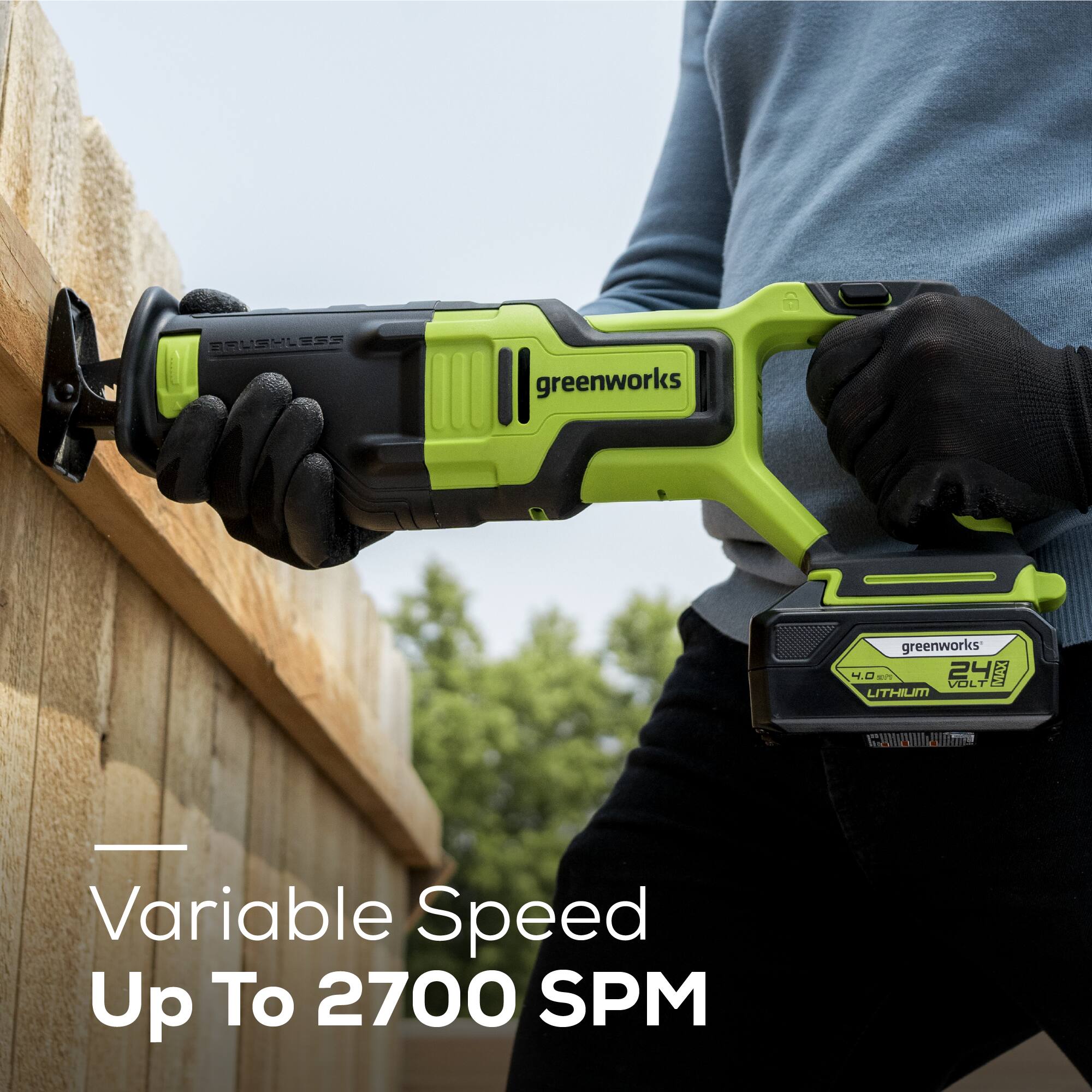 BRUSHLESS greenworks 4.0 SUP 24 MAX VOLT LITHIUM Variable Speed Up To 2700 SPM