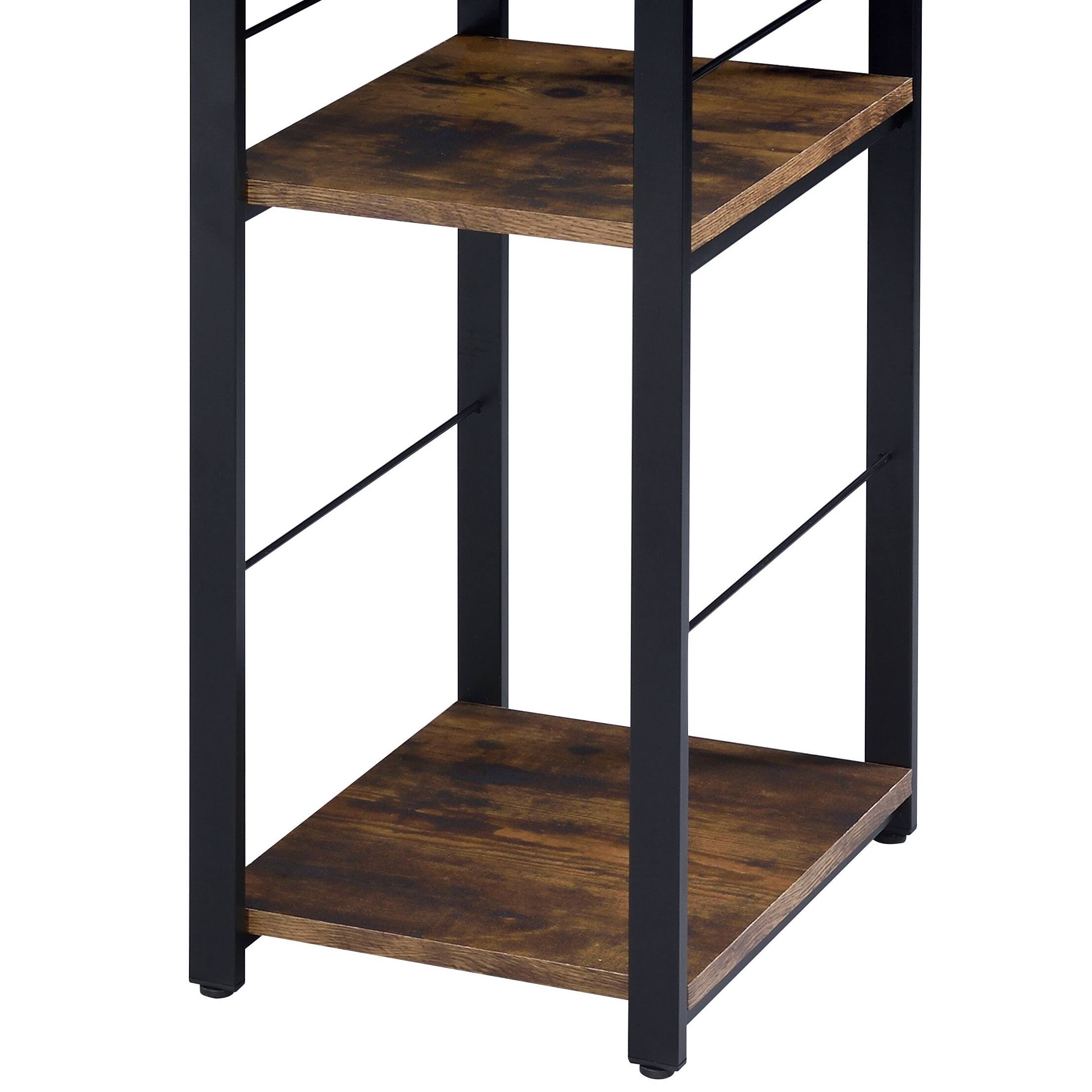 Back. TinyHomie - Vadna Weathered Oak and Black Finish Writing Desk - Black and Oak.