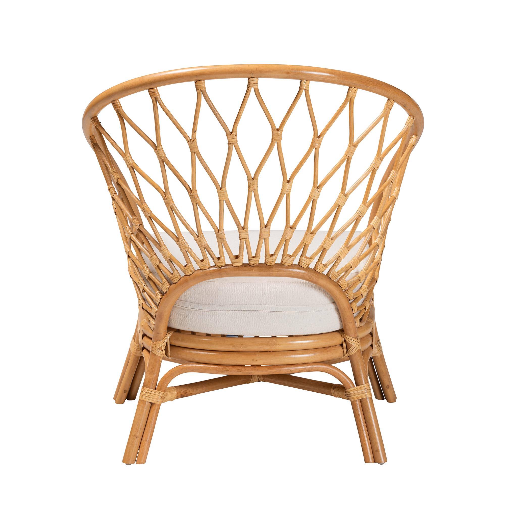 Back. bali & pari - Emmeline Bohemian Honey Rattan Accent Chair - Honey.