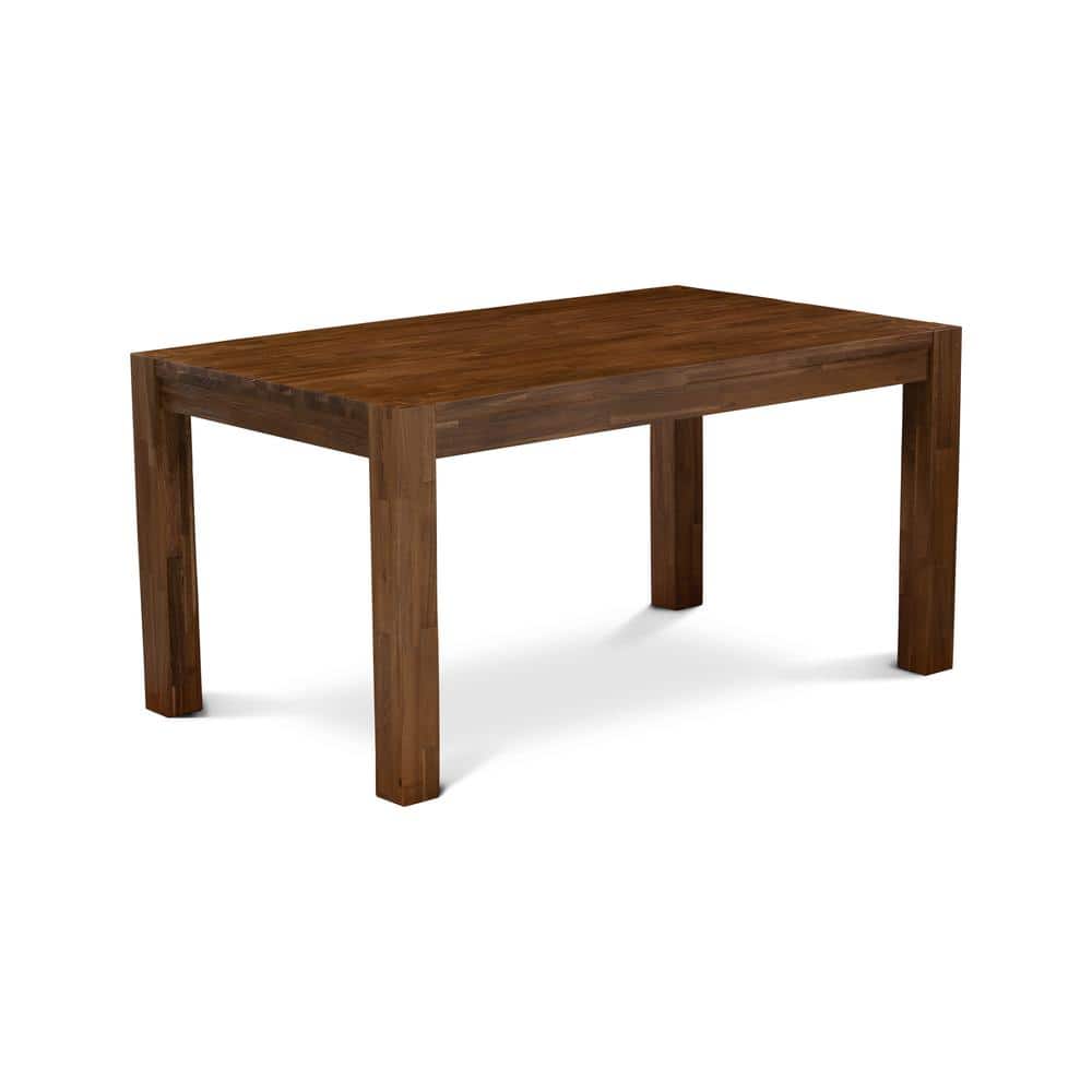 East West Furniture - Rectangular Wood Kitchen Table with Antique Color Table Top Surface and Asian Wood Dinner Table Wooden Legs - Walnut