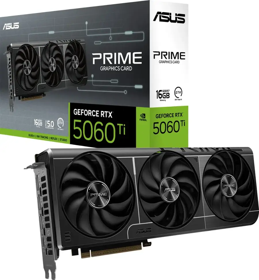 ASUS PRIME NVIDIA GeForce RTX 5060 Ti 16GB GDDR7 PCI Express 5.0 ASUS PRIME NVIDIA GeForce RTX 5060 Ti 16GB GDDR7 PCI Express 5.0
