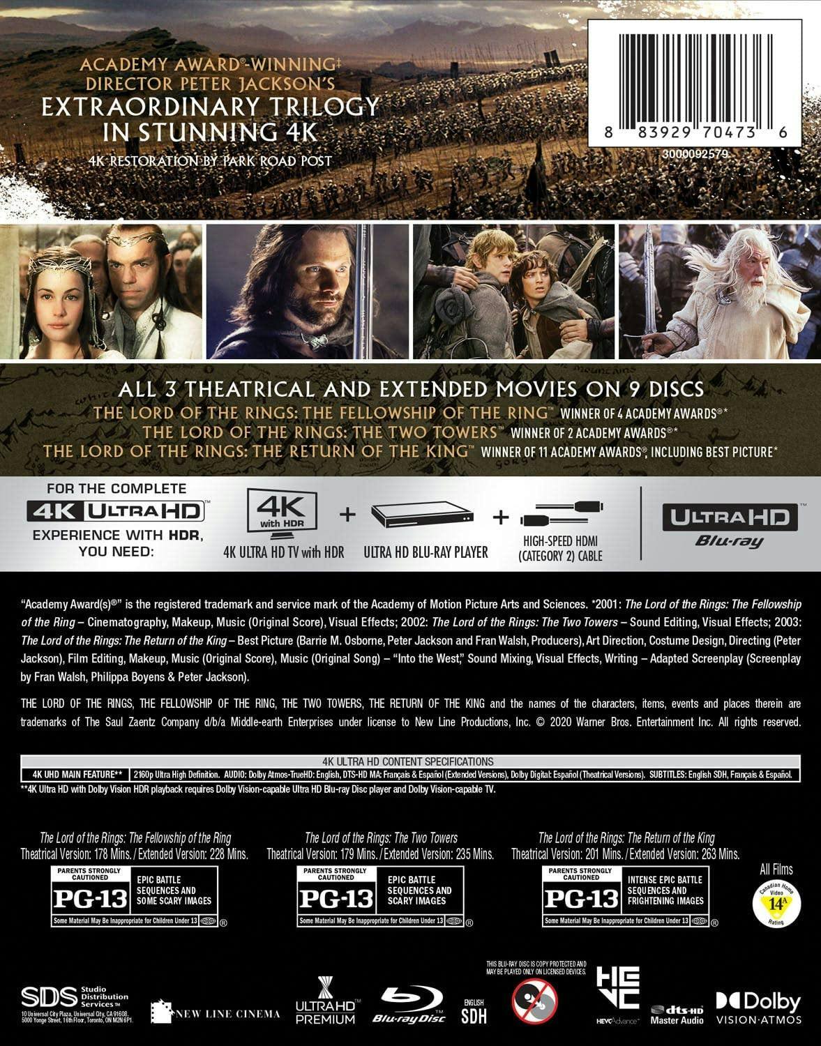 Back. The Lord of the Rings Trilogy: Extended Editions (4K Ultra HD) [UHD].