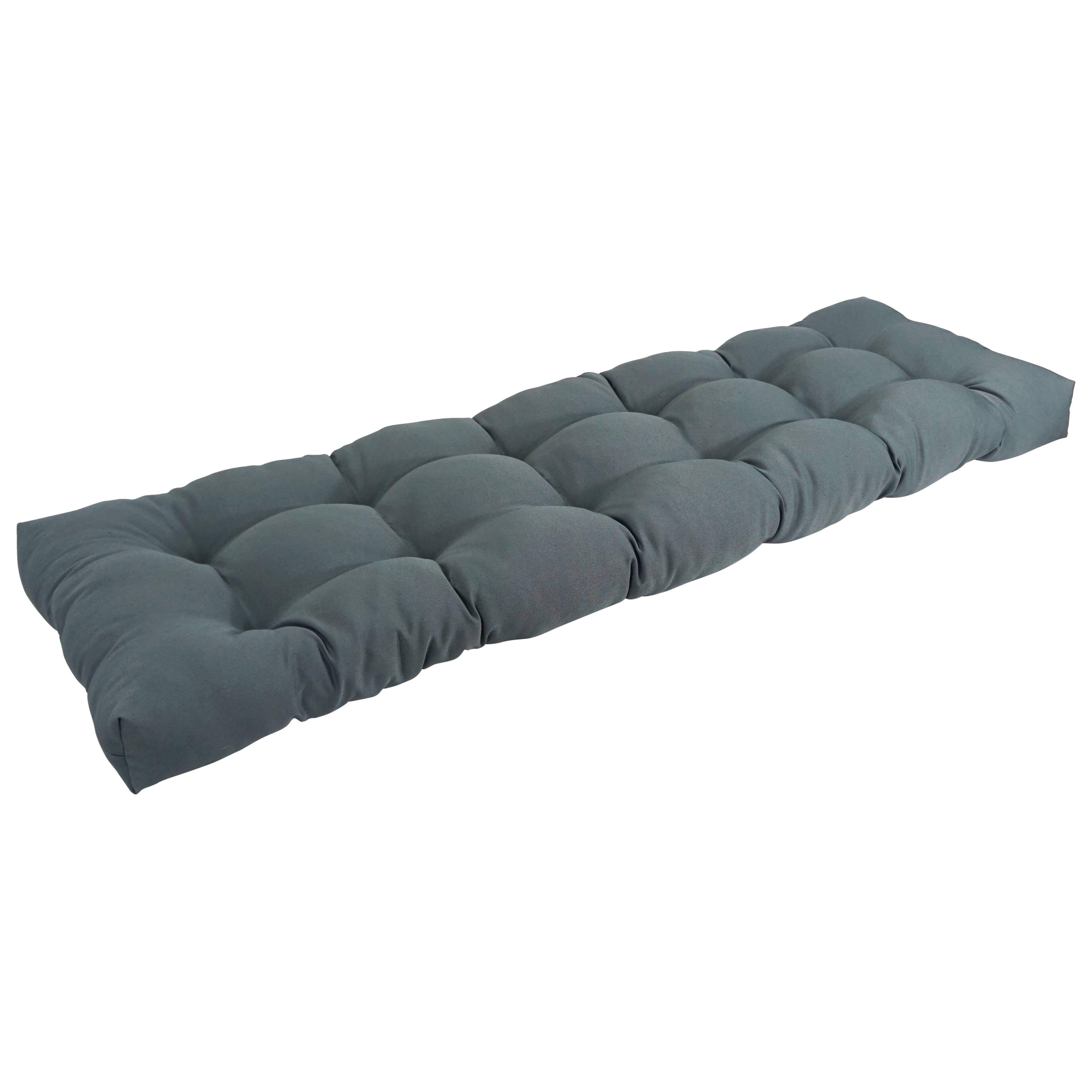 Front. Blazing Needles - 60-inch by 19-inch Tufted Solid Twill Bench Cushion - Grey.