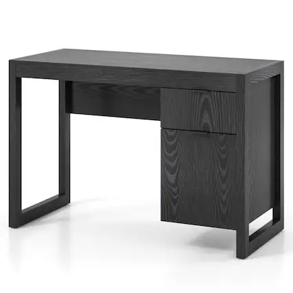 Front. SlickBlue - Writing Workstation Desk with Storage Cabinet and Drawer for Home Office - Black.