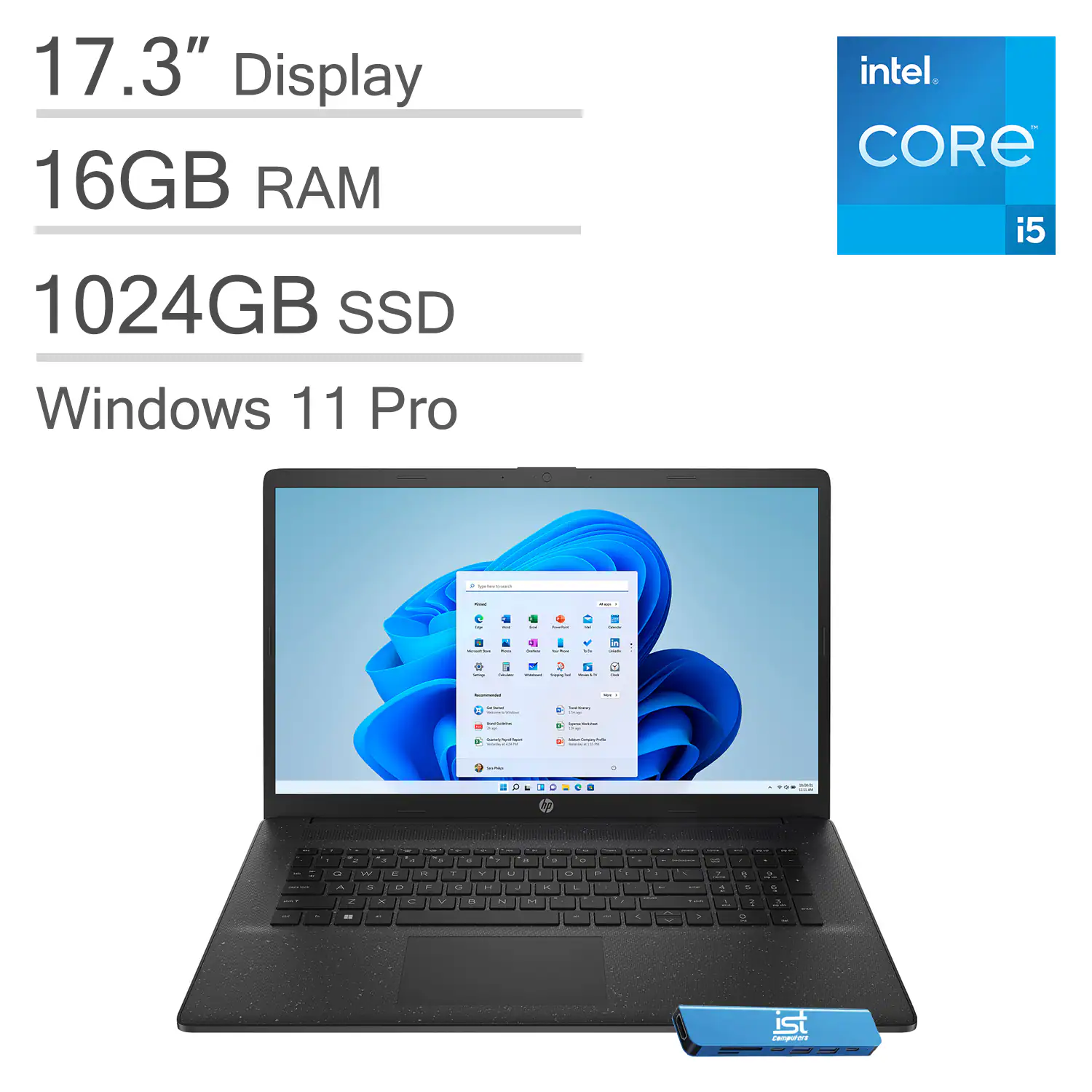 HP - 17 17.3 HD+ Laptop - Intel Core i5 with 16GB Memory - 1TB SSD - Windows 11 Pro - Black