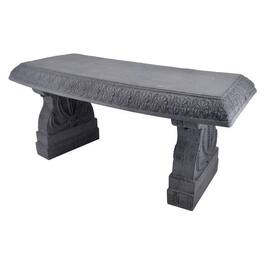 Hivvago - Outdoor Fiber-Clay Garden Bench in Grey Stone Finish - Gray