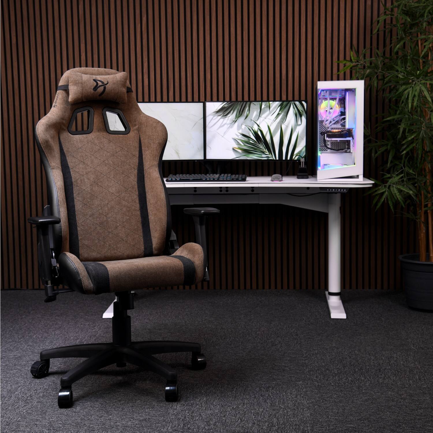 Alt View 3. Arozzi - Arozzi Avanti Soft Fabric Ergonomic Gaming Chair – Brown – Cold Cured Molded Foam with Reclining Steel Frame - Brown.
