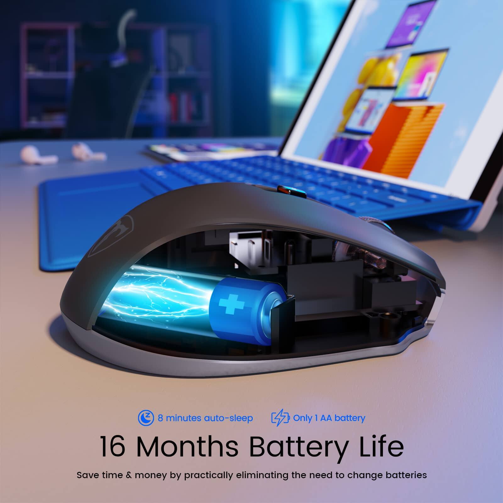 8 minutes auto-sleep  
Only 1 AA battery  
16 Months Battery Life  
Save time & money by practically eliminating the need to change batteries