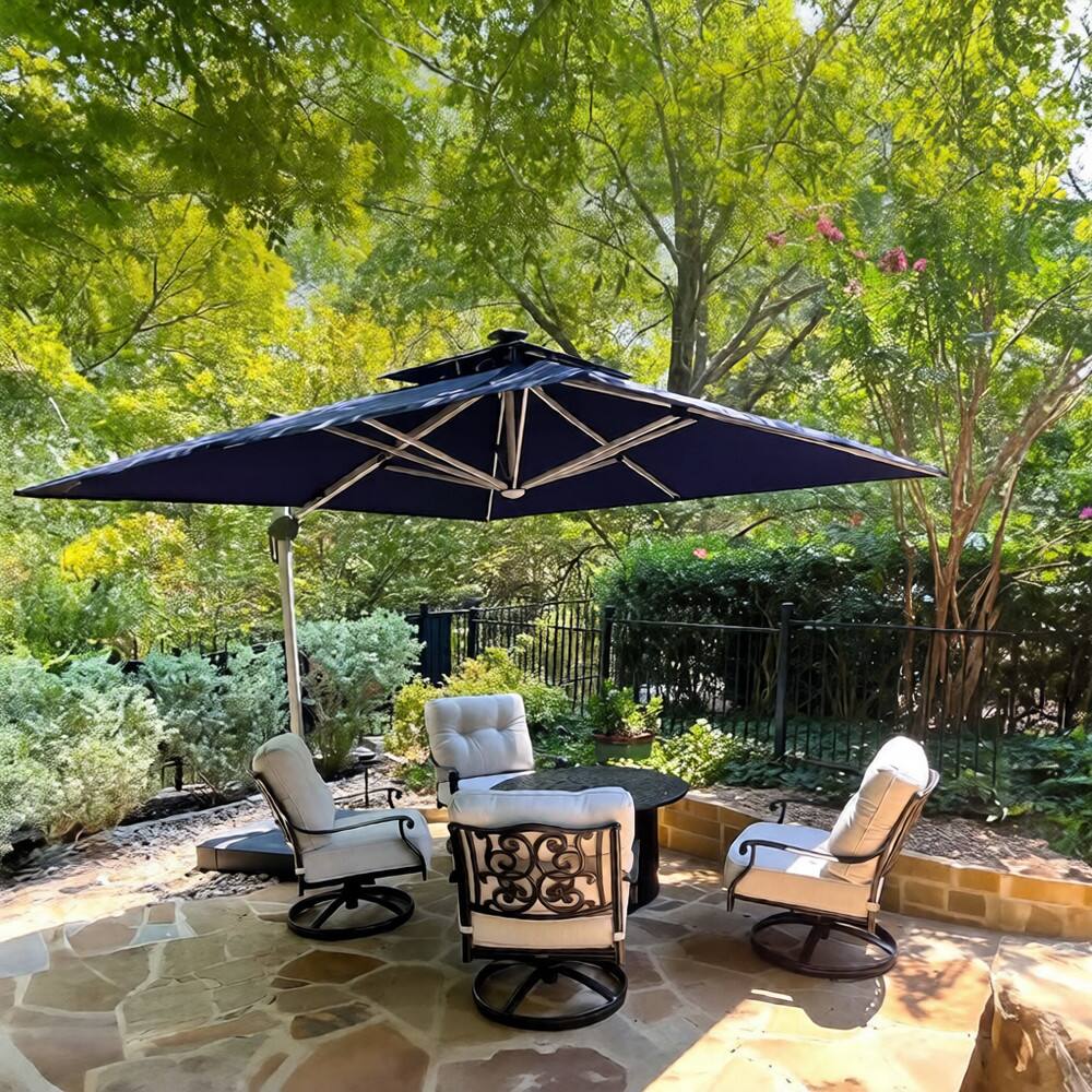 PURPLE LEAF 9 ft. Patio Square Aluminum Solar Powered LED