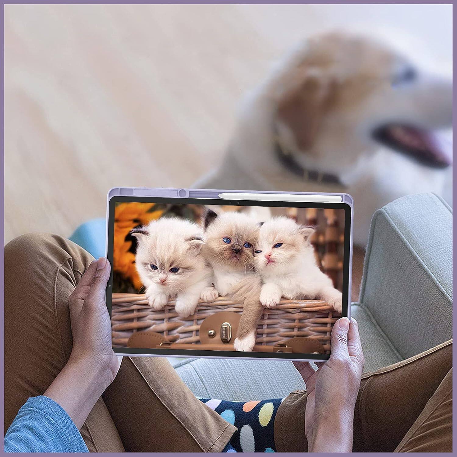 Alt View 4. Fintie - Hybrid Slim Clear Case for Samsung Galaxy Tab S8+ / S7+ / S7 FE 12.4 Inch, Shockproof Cover with Transparent Back Shell - Lilac Purple.