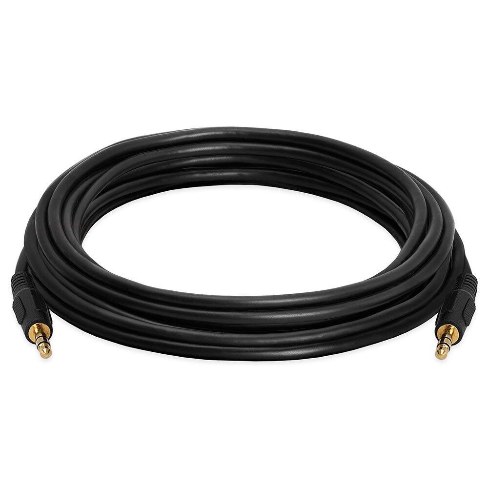 Angle. Cmple.com - 3.5mm Aux Cable 12ft Black Male to Male Gold-Plated TRS Stereo Audio Cord for Car - Black.