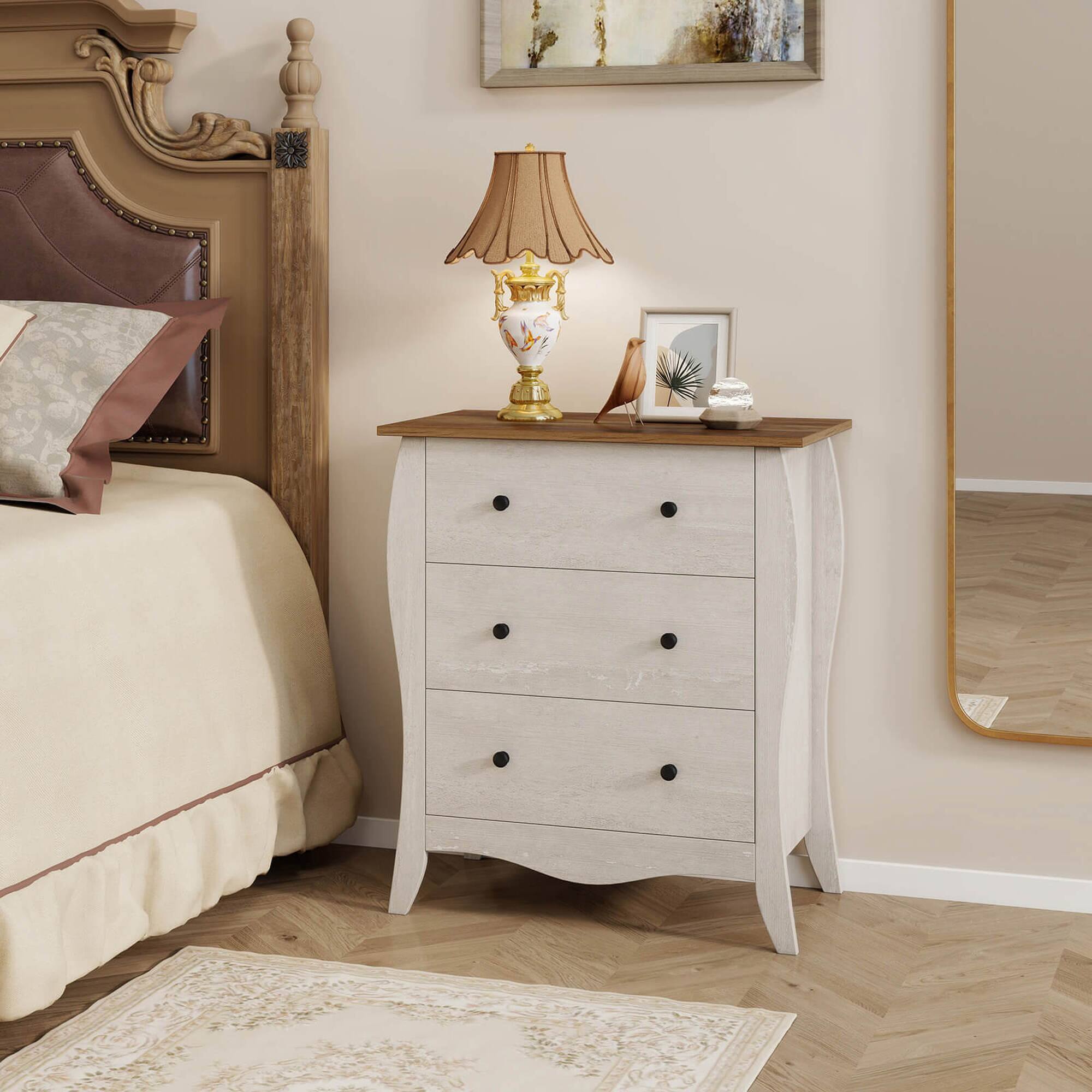 Alt View 3. Costway - Costway 1 PCS 30" Farmhouse Chest of Drawers with 3 Folding Fabric Drawers Anti-tipping Kit - Grey.