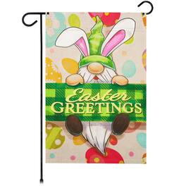 G128 - Happy Easter Gnome Garden Flag, 12 x 18-inch Double-Sided Outdoor Yard Decoration - Multicolor