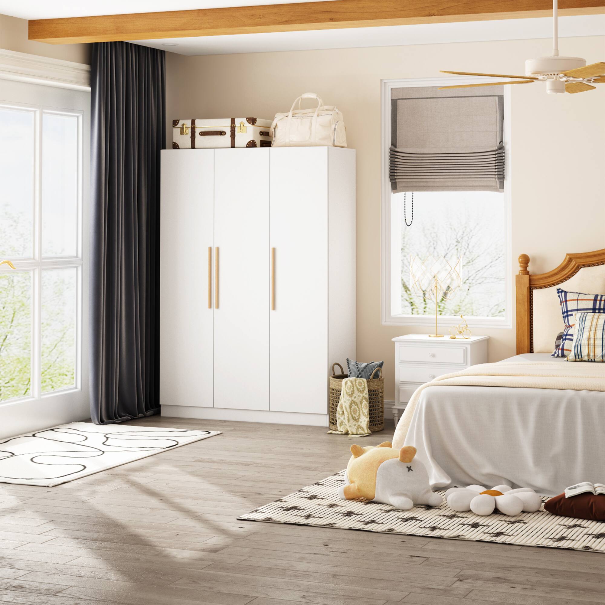 Alt View 1. FUFU & GAGA - FUFU&GAGA 3 - Door Wardrobe: Minimalist Design with Ample Storage & Anti - Tip Safety - White.