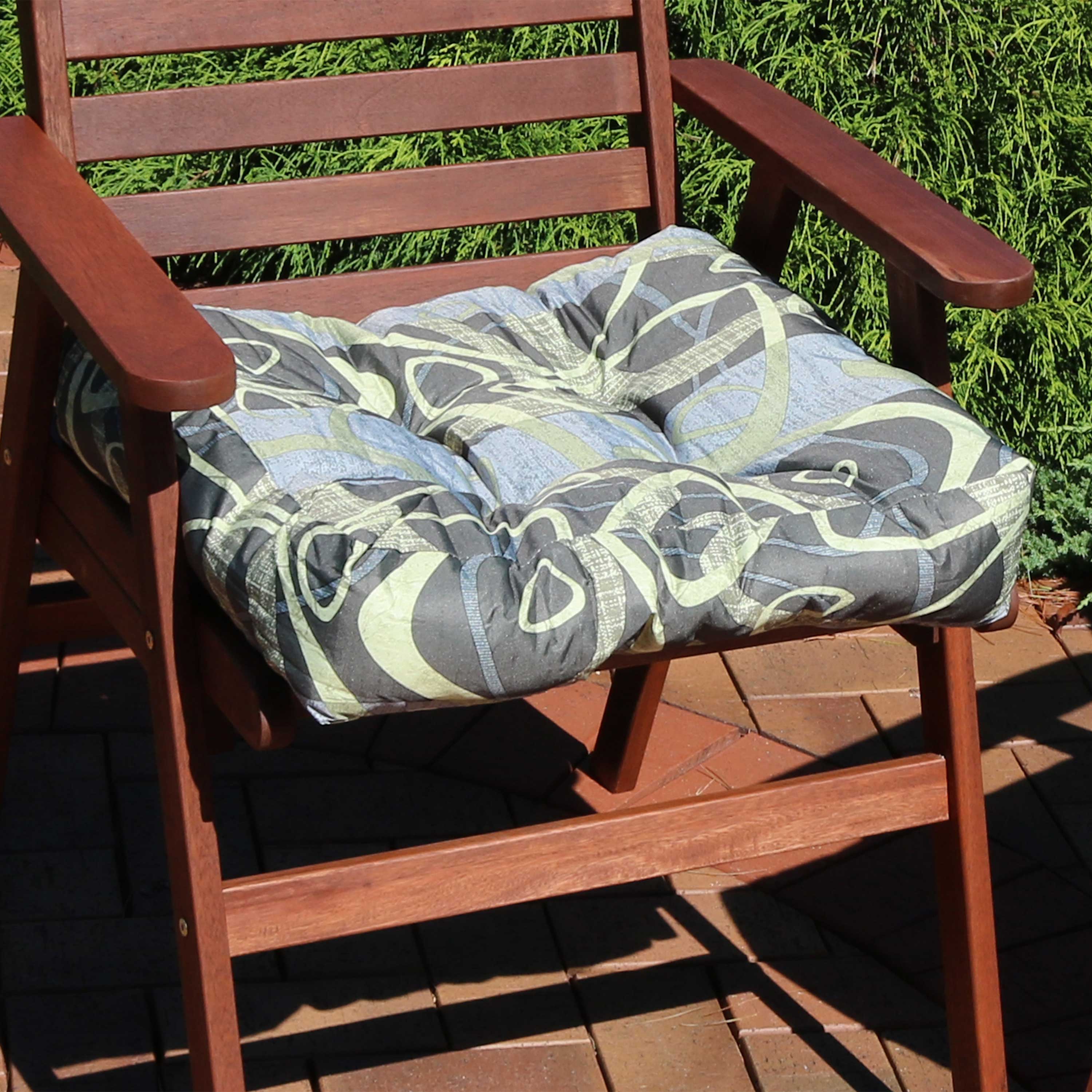 Alt View 4. Sunnydaze - Outdoor Square Tufted Seat Cushion - Set of 2 - Modern Jazz.