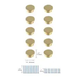 Elegant Decor - Trovon 1.6" Diameter Oversize Round Knob Multipack (Set of 10) - Brushed Gold