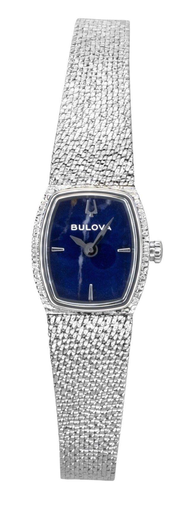 Front. Bulova - Goddess of Time Stainless Steel Blue Dial Quartz 96L343 Women's Watch - Blue.