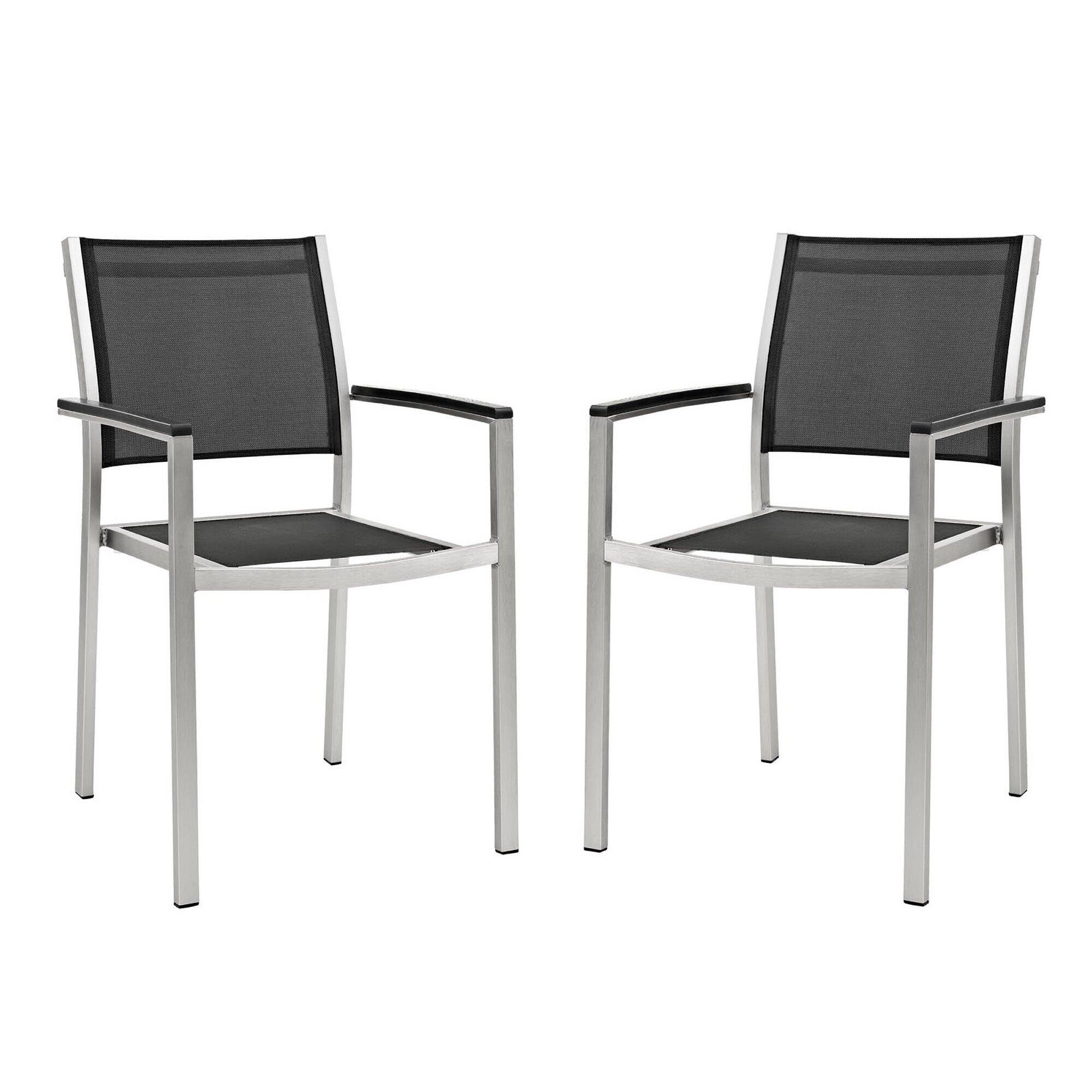 Angle. Modway - Shore Outdoor Patio Aluminum Dining Chair Set of 2 by Modway - Silver Black.