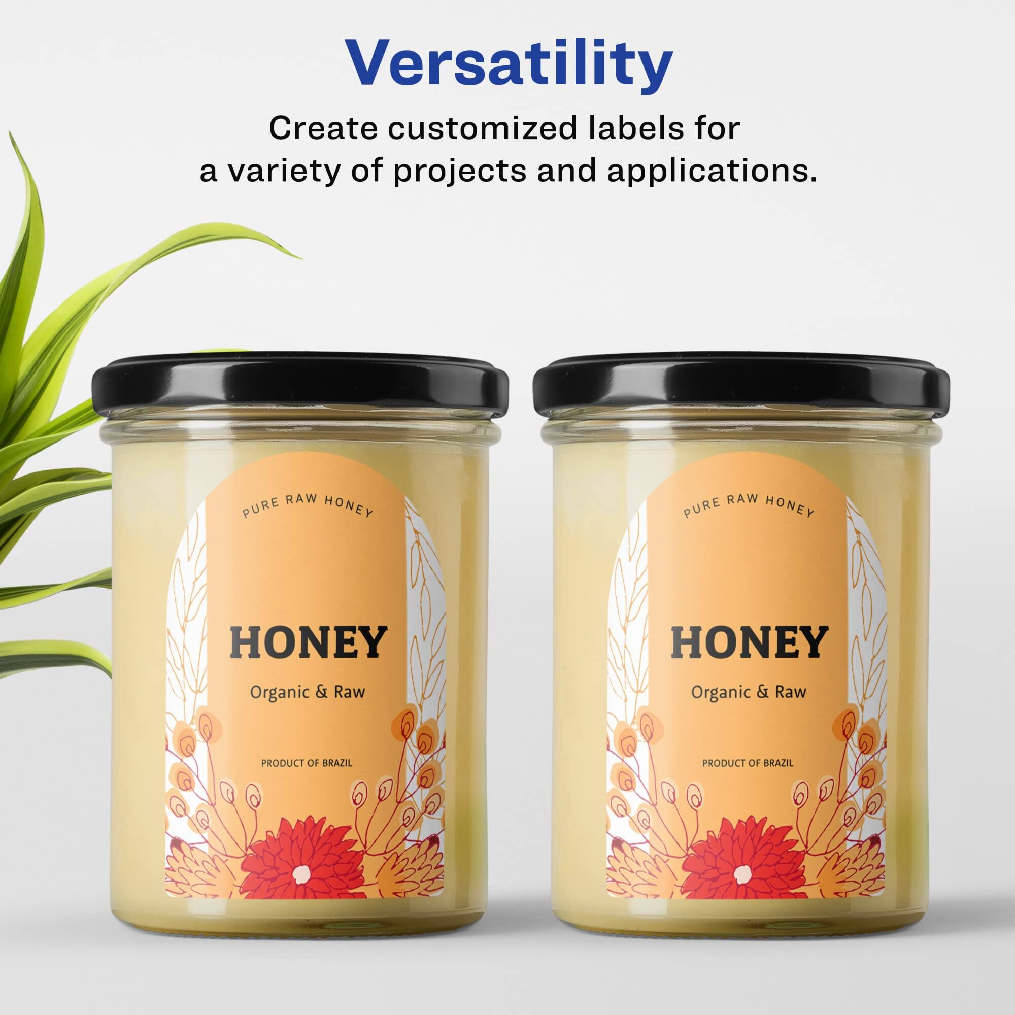 Versatility  
Create customized labels for a variety of projects and applications.  

RAW PURE HONEY  
RAW PURE HONEY  
HONEY  
Organic & Raw  
PRODUCT OF BRAZIL  
PRODUCT OF BRAZIL