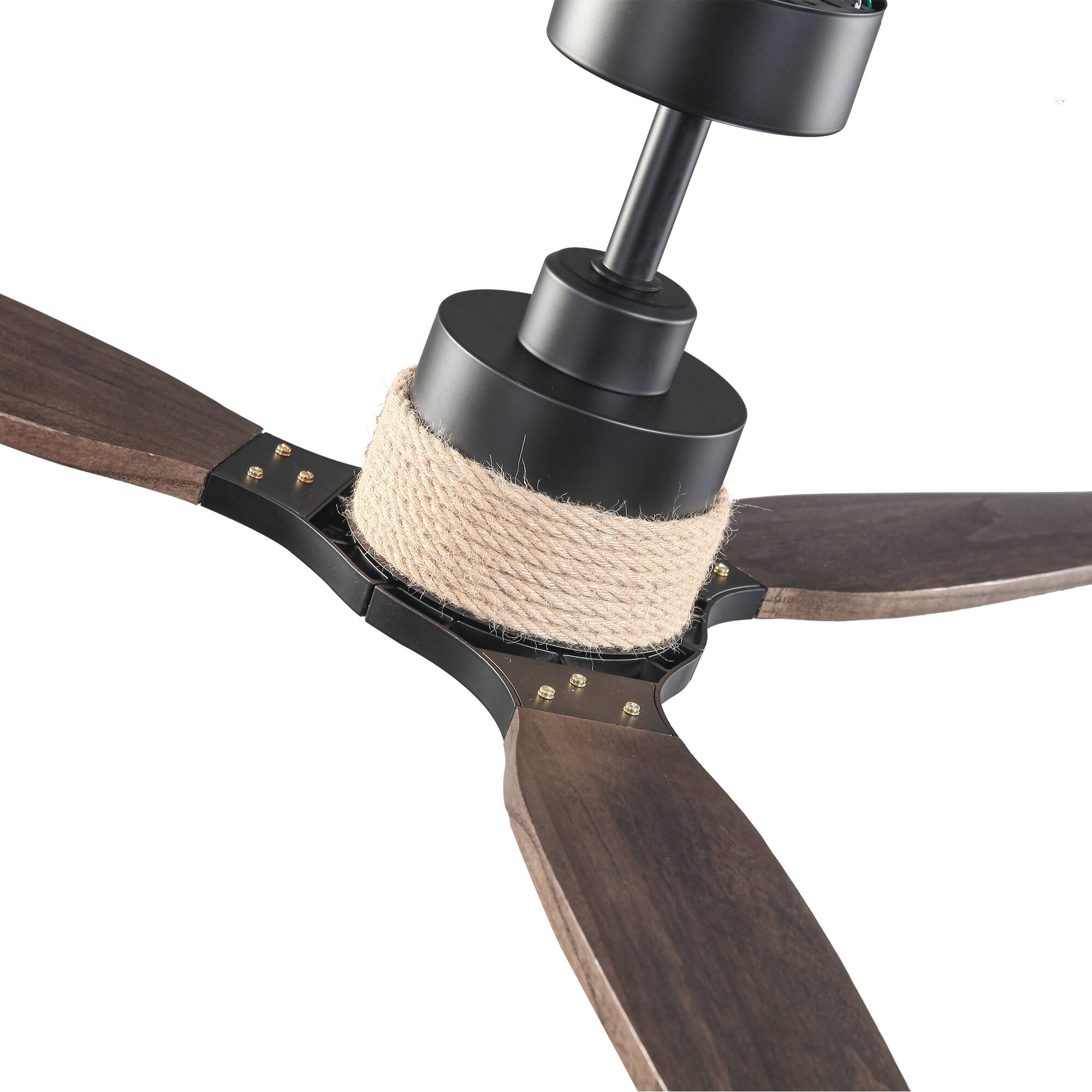 Alt View 4. Parrot Uncle - 56" Transition Black Solid Wood Jute 3CCT LED Ceiling Fan with Light and Remote - Black.