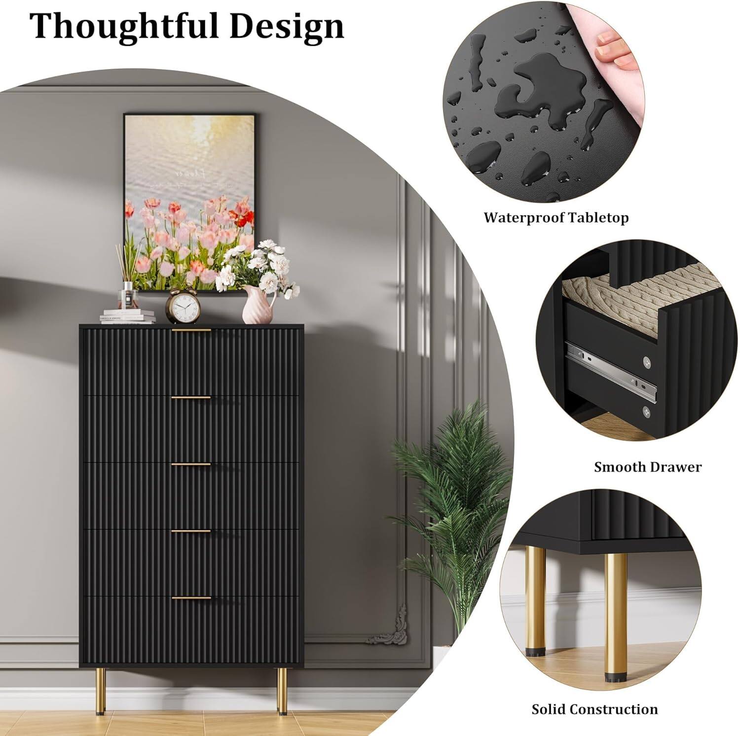 Thoughtful Design

- Waterproof Tabletop
- Smooth Drawer
- Solid Construction