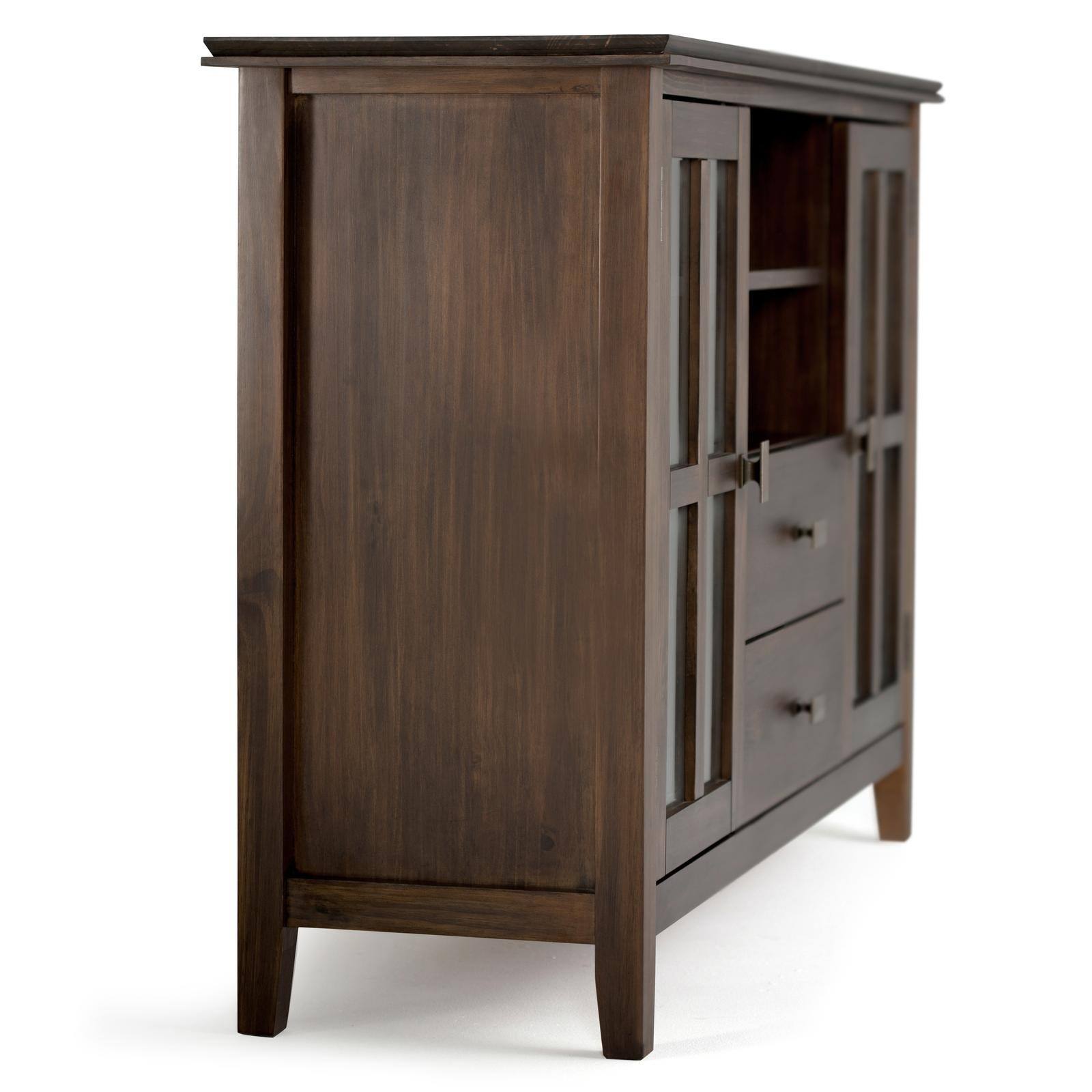Alt View 1. Spaco - Spaco Tall Solid Wood TV Stand for 60" TV,53" Wide Entertainment Center Media Console with 2 Drawers,Glass Door Cabinets - Dark Brown.