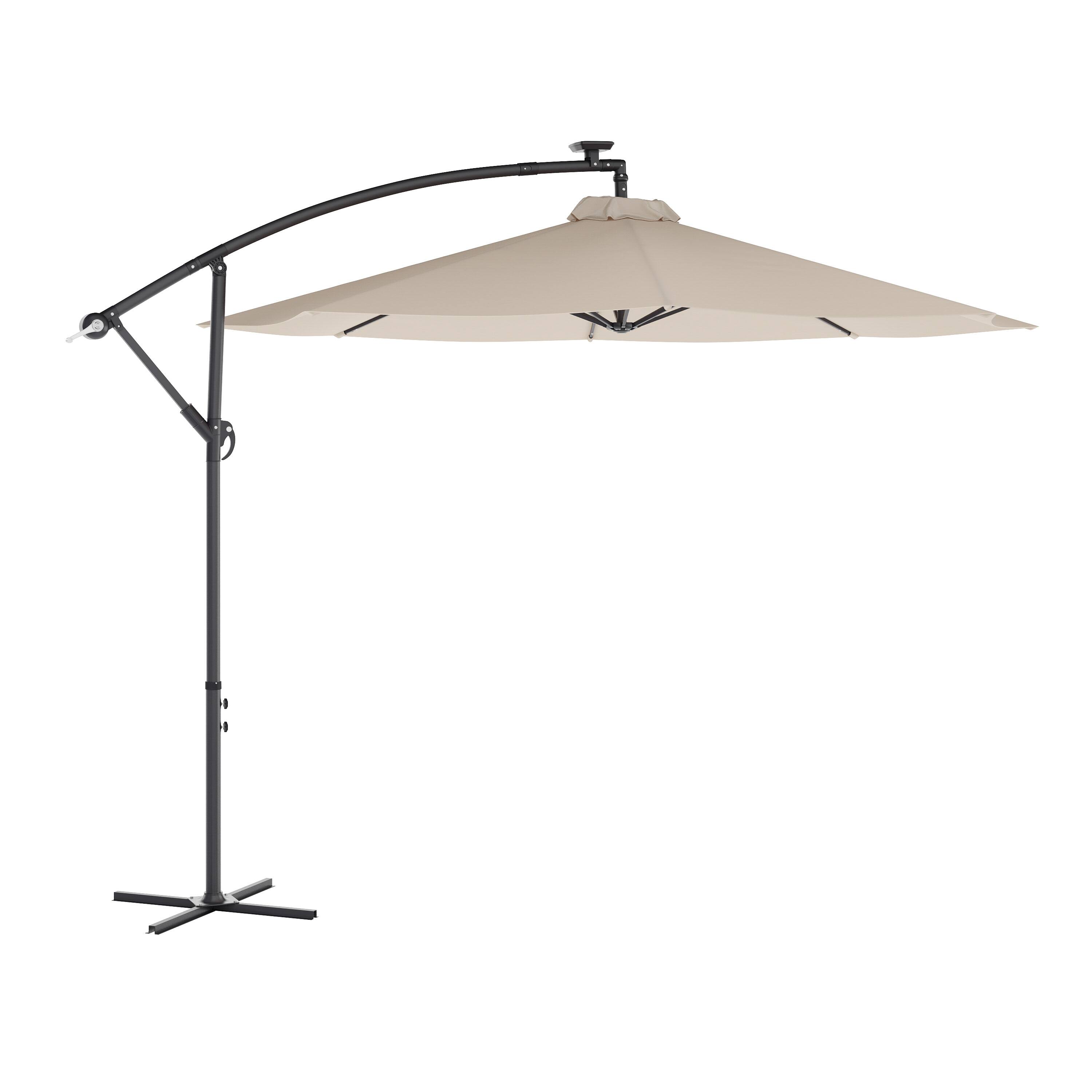 Front. Flash Furniture - Sedona Commercial Grade 10 FT Round Cantilever Umbrella with 32 Solar LED Lights, Built in Cross Base, and Easy Lift and - Tan.