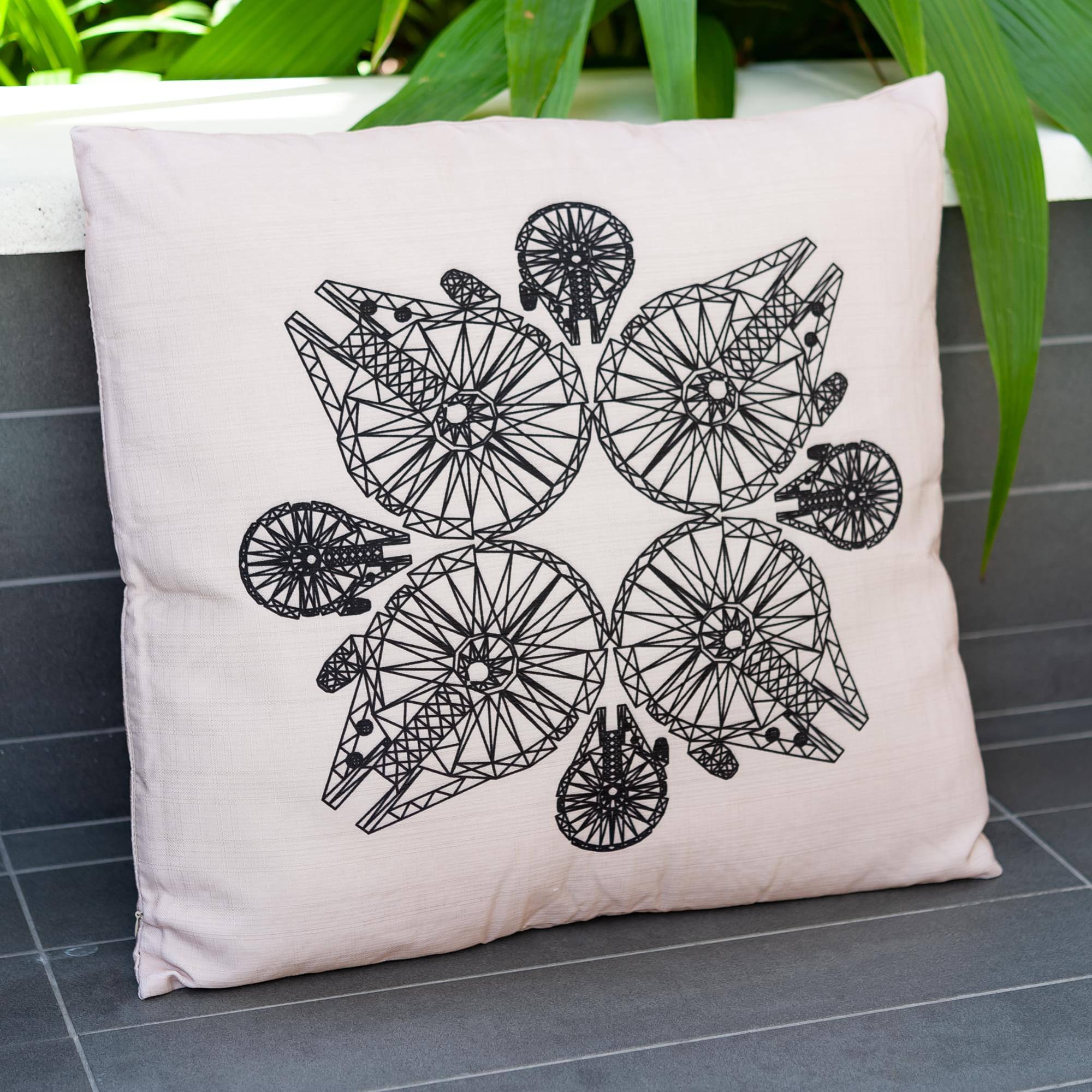 Alt View 3. Star Wars - Star Wars Decorative Throw Pillow | Millennium Falcon Pattern | 20 x 20 Inches - White/Black.