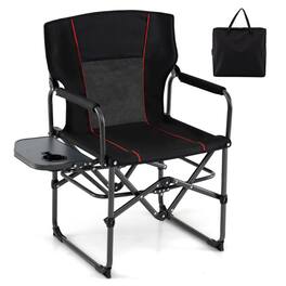 Boyel Living - Folding Camping Chair 36.0-in L x 30.5-in W x 19.5-in H with Cup Holders and Side Table and Carrying Bag - Black