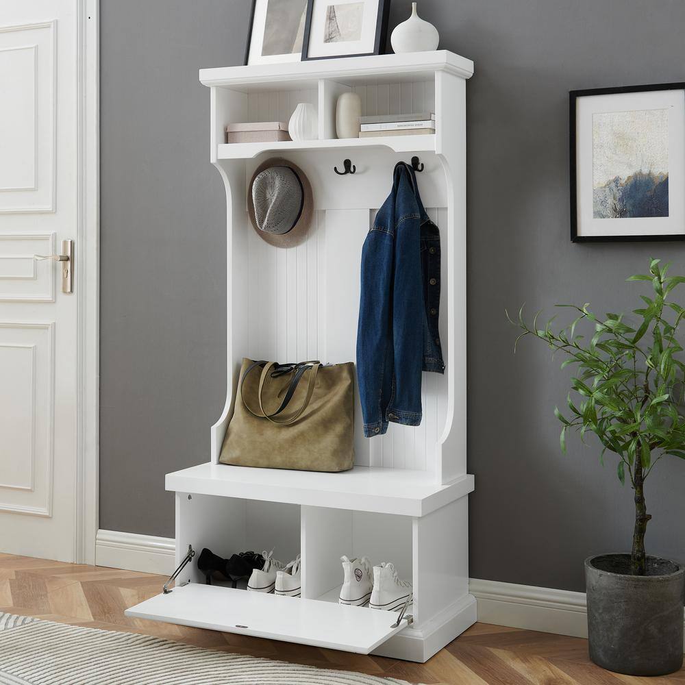 Alt View 7. Crosley Furniture - Shoreline Hall Tree - White.