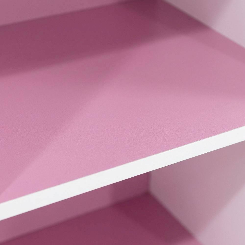 Alt View 1. FurniFact - White and Pink 3-Tier Open Shelf Bookcase with Modern Storage Design - Brown.
