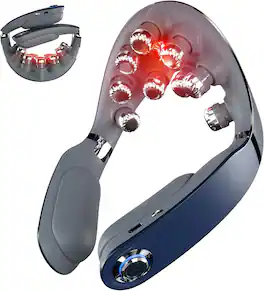 SKG - Foldable Neck Massager for Pain Relief Deep Tissue Vibration Cordless Travel Massager,Portable 9D Neck Massager - Blue