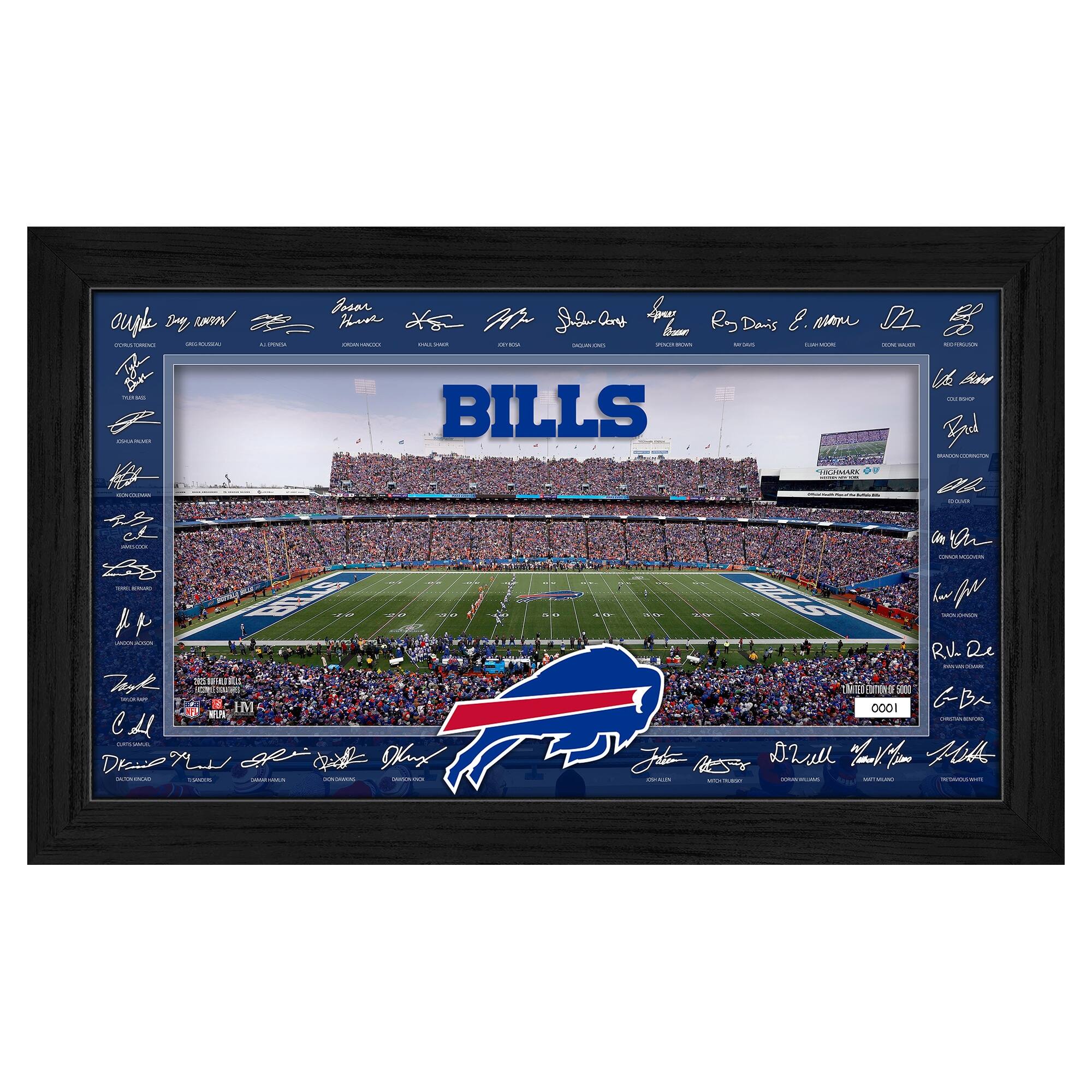 Highland Mint - Buffalo Bills 12" x 20" 2025 Signature Gridiron Panoramic Framed Photo - Multicolor