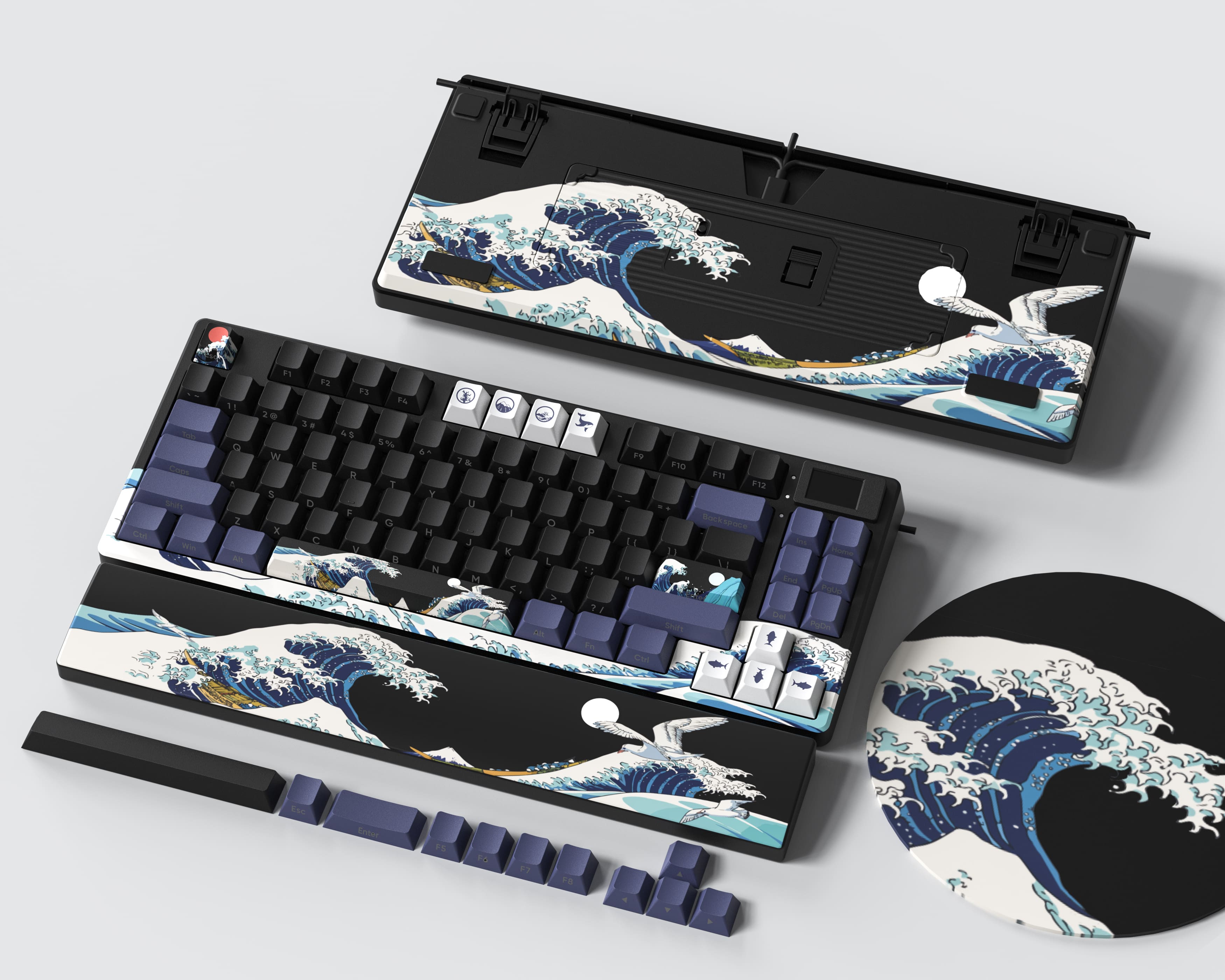 Womier - Sk80 Pro Themed 75% Wireless Mechanical Keyboard With Multimedia Display,Wrist Rest and Mouse Pad With RGB - Black
