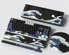 Womier - Sk80 Pro Themed 75% Wireless Mechanical Keyboard With Multimedia Display,Wrist Rest and Mouse Pad With RGB - Black