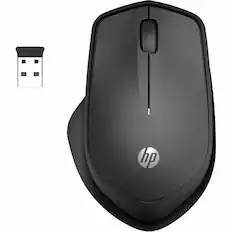 Front. HP - HP 280 Silent Wireless Mouse - Blue Optical - Wireless - Radio Frequency - 2.40 GHz - Black - USB Type A - 1200 dpi - Black.