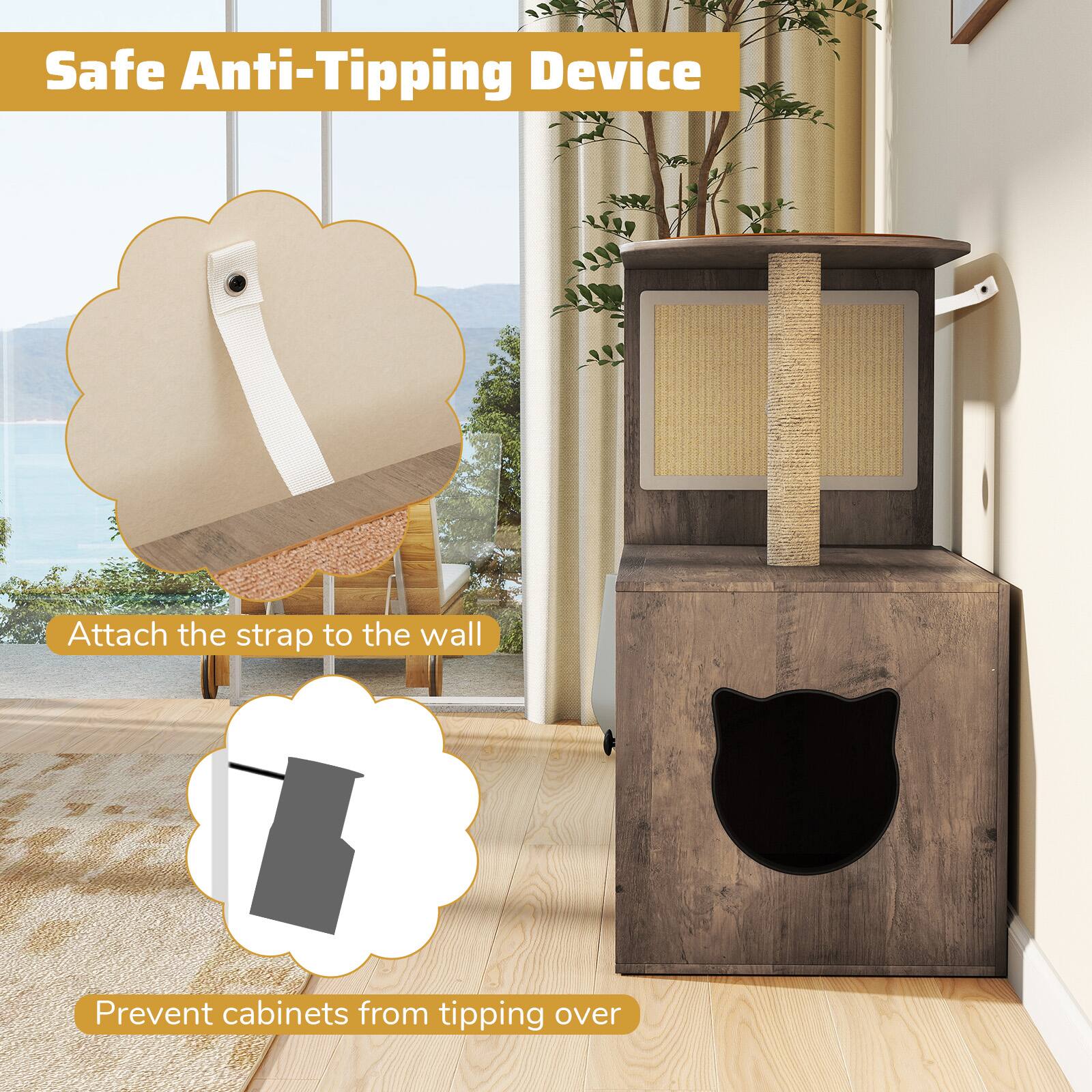 Safe Anti-Tipping Device

Attach the strap to the wall

Prevent cabinets from tipping over