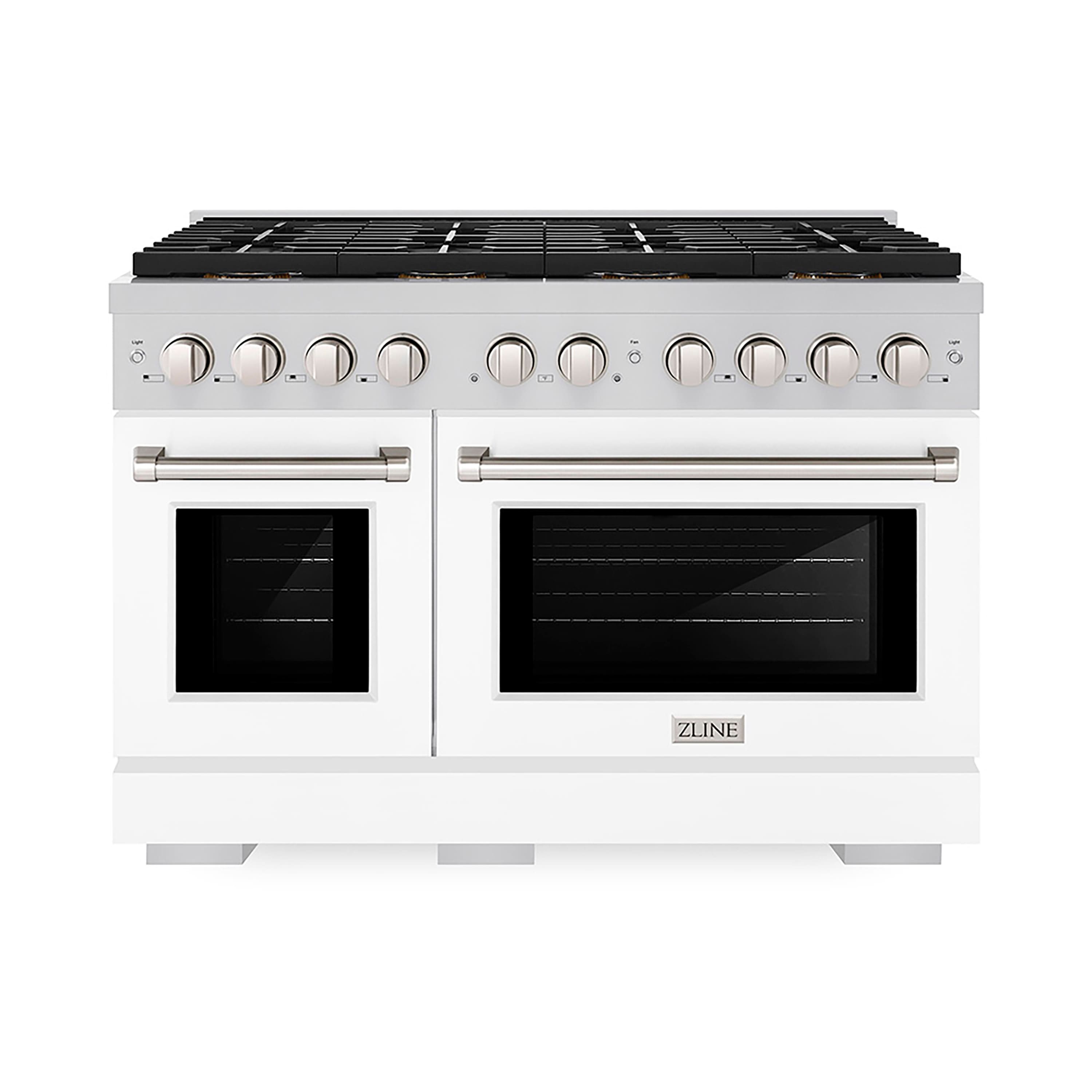 ZLINE - 48 in. Paramount Dual Fuel Range with 8 Burner DuoPro Cooktop and Dual Ovens w/ White Doors (PSDR-WM-48) - Stainless Steel with White Matte Door - Front_Zoom