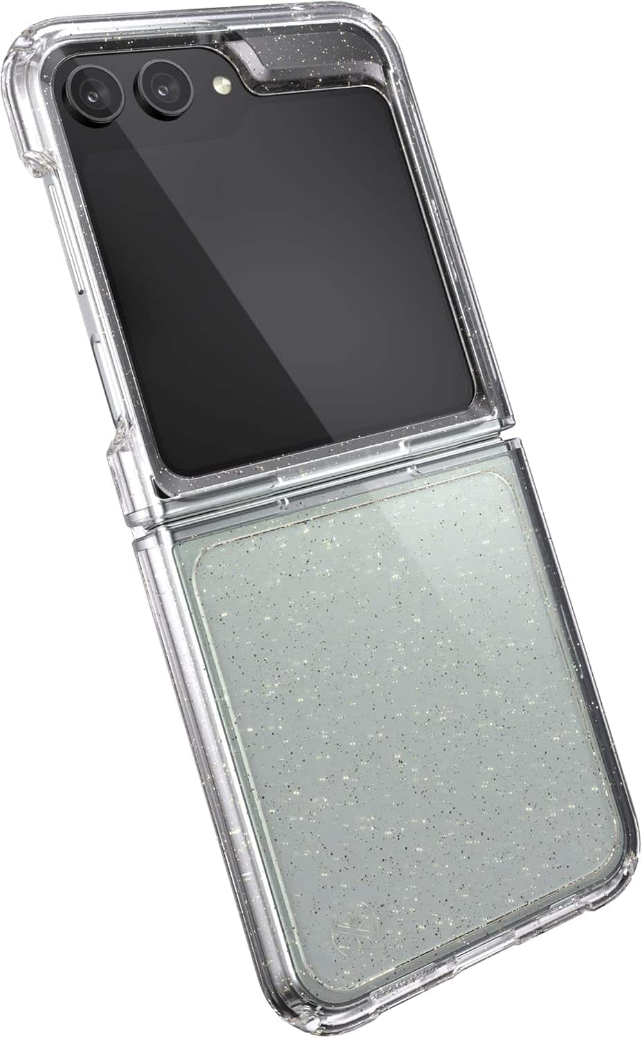 Speck - Presidio Perfect-Clear Fold With Glitter Case - Samsung Galaxy Z Flip5 - Clear/Gold Glitter