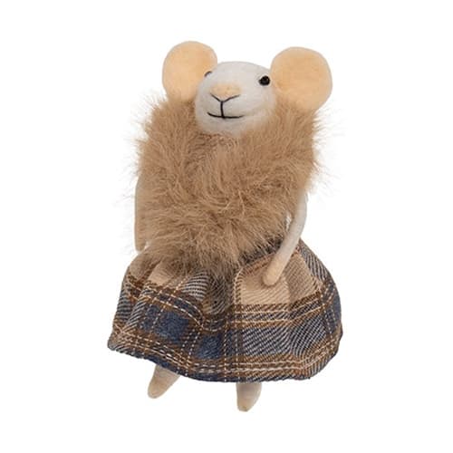 BreeBe - Ski Chalet Mouse Felted Ornament - White, Beige, Navy