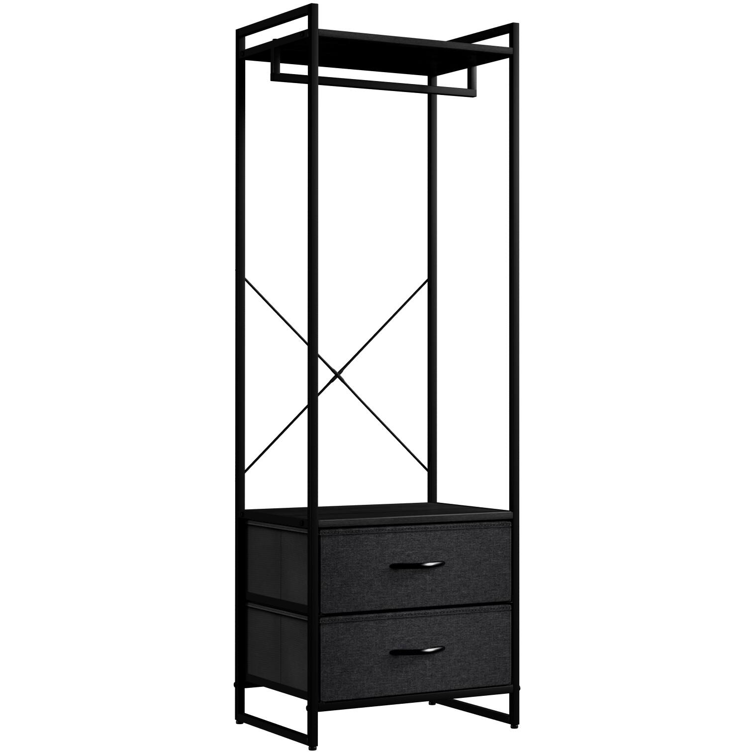 Sorbus - Clothing Rack with 2 Drawers -Wood Top, Steel Frame, and Fabric Drawers Storage Organizer - Black price history on PriceWatchPro
