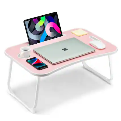 Front. PARKER SLATER - Foldable Lap Desk Laptop Bed Portable Table With Cup Holder Tablet Slot Lifting Handle For Working Writing.