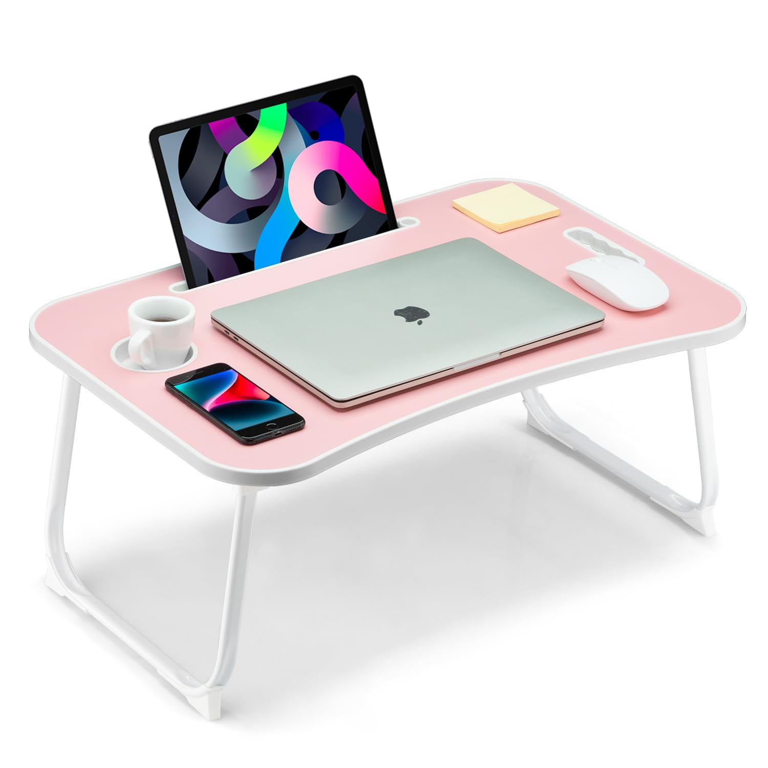 Front. PARKER SLATER - Foldable Lap Desk Laptop Bed Portable Table With Cup Holder Tablet Slot Lifting Handle For Working Writing.
