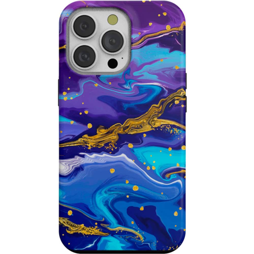 Front. ArtsCase - StrongFit Designers Case for Apple iPhone 14 Pro - Blue Colorful Marble.