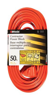 Woods - 12/3 SJTW 300 V 50 ft. L Power Cord - Orange