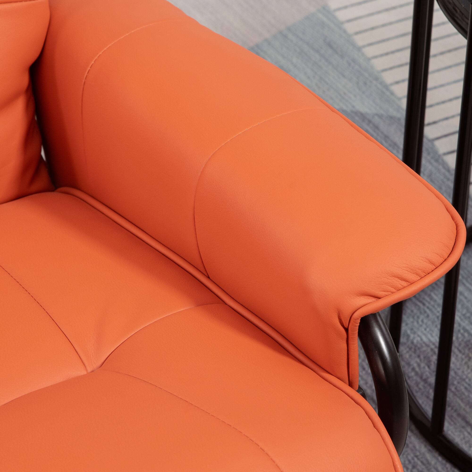 Alt View 7. Homcom - Leather Manual Recliner, Adjustable Swivel Lounge Chair with Footrest - Orange.