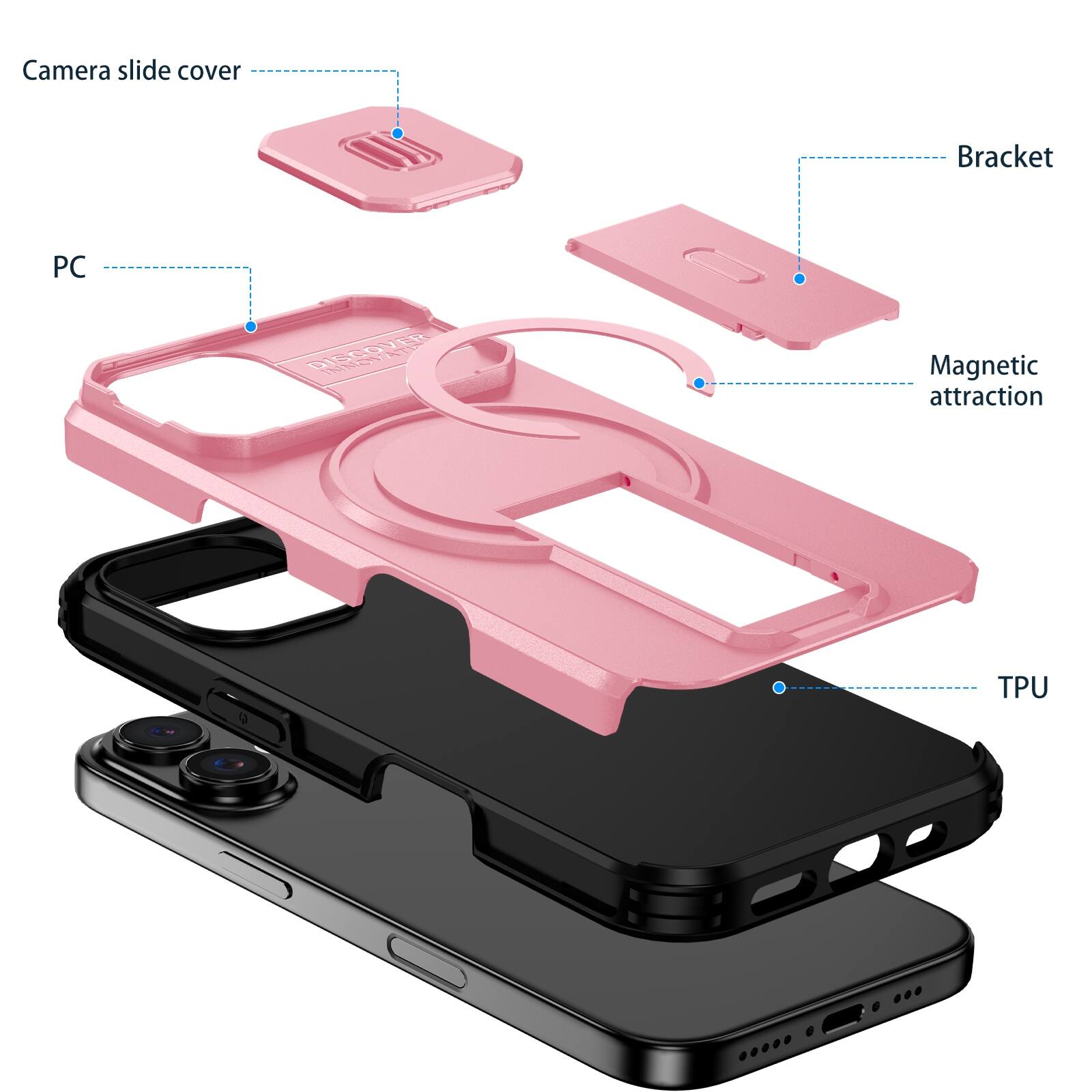 Camera slide cover  
Bracket  
PC  
Magnetic attraction  
TPU