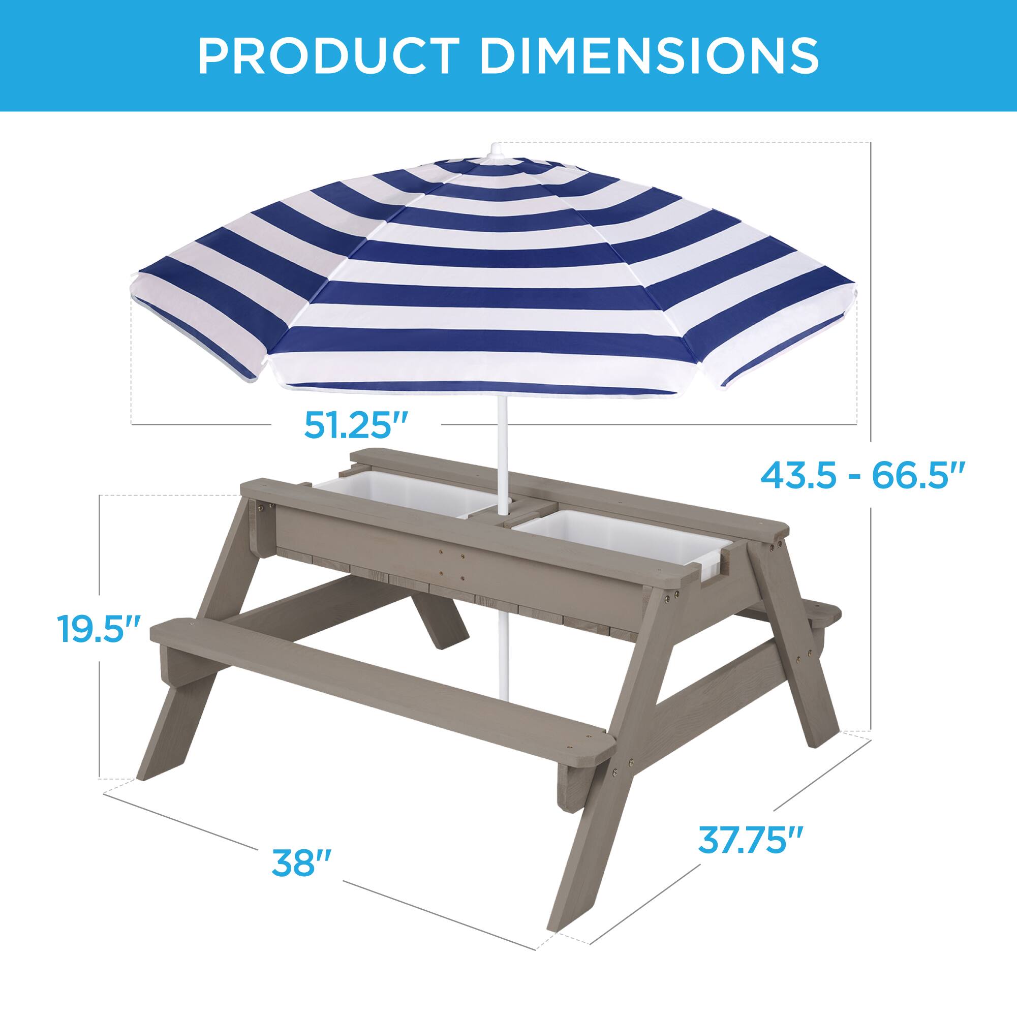 PRODUCT DIMENSIONS  
51.25"  
43.5 - 66.5"  
19.5"  
38"  
37.75"